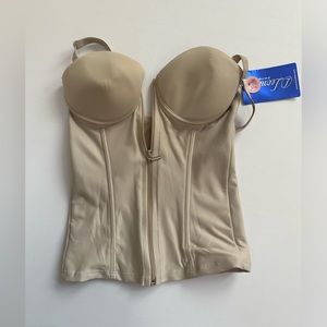 Leonisa Women’s bra tank corset zip front shapewear Flexible covered boning 34B